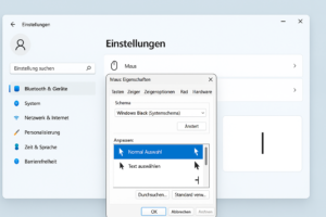 Weisser Courser auf weissem Hintergrund bei Windows11.
